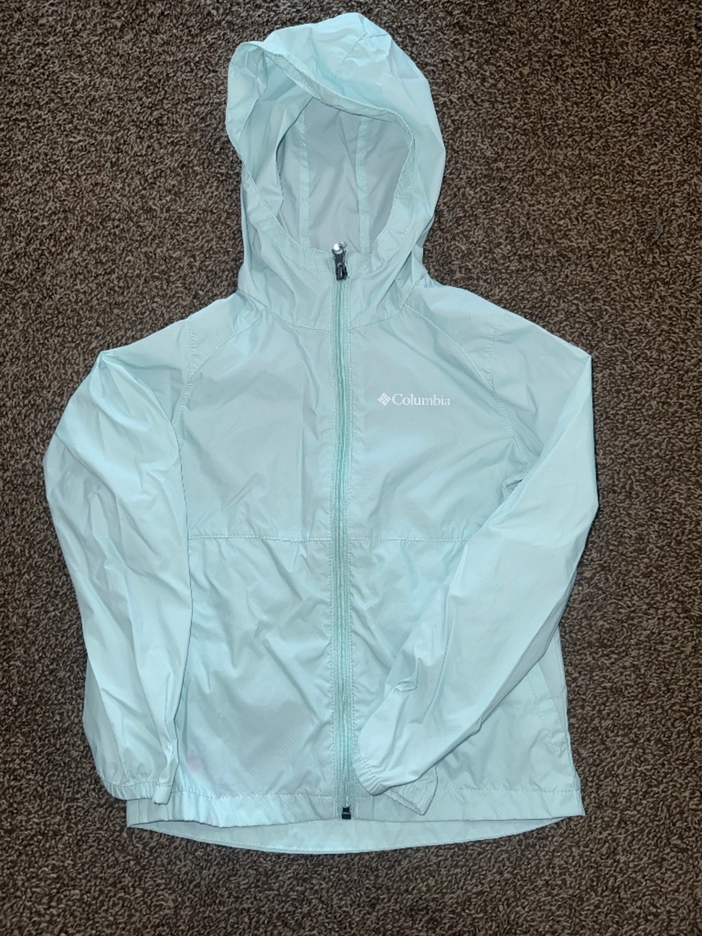 Columbia Girls Mint Hooded Windbreaker Jacket Size XS (6/7)